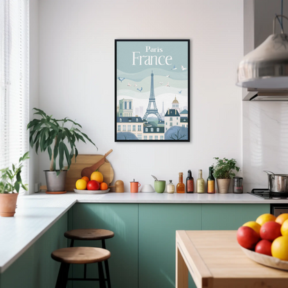 Paris France Vintage Poster - Eiffel Tower & Birds