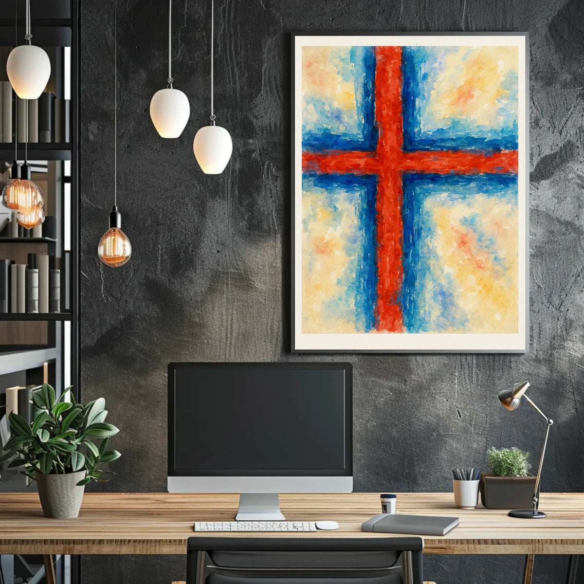 Abstract Cross In Watercolor Abstract Poster
