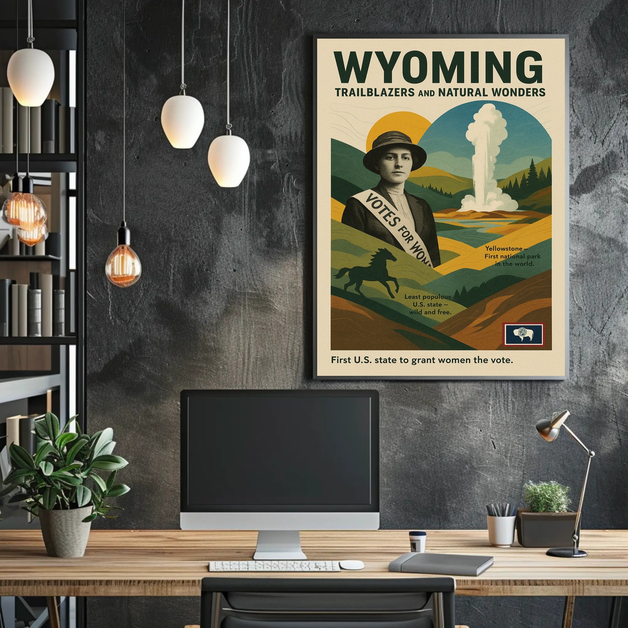 Wyoming Trailblazers and Natural Wonders Poster PosterGoat