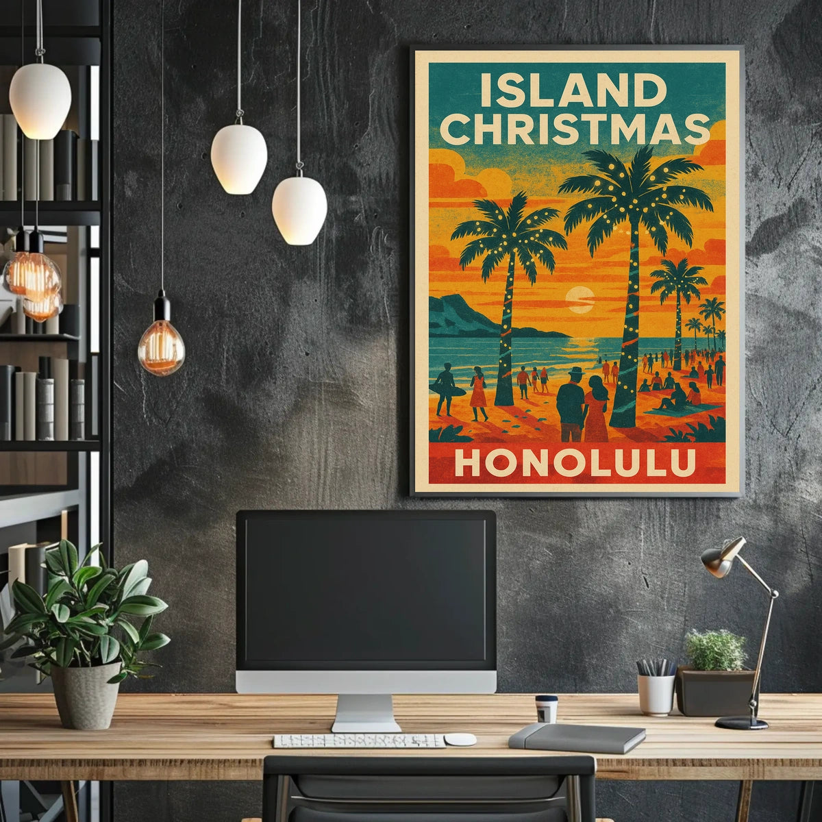 Island Christmas in Honolulu Poster