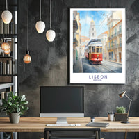 Lisbon Tram Vibrant Cityscape Travel Poster PosterGoat