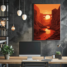 Sunset Over The Canyon Bridge Poster PosterGoat