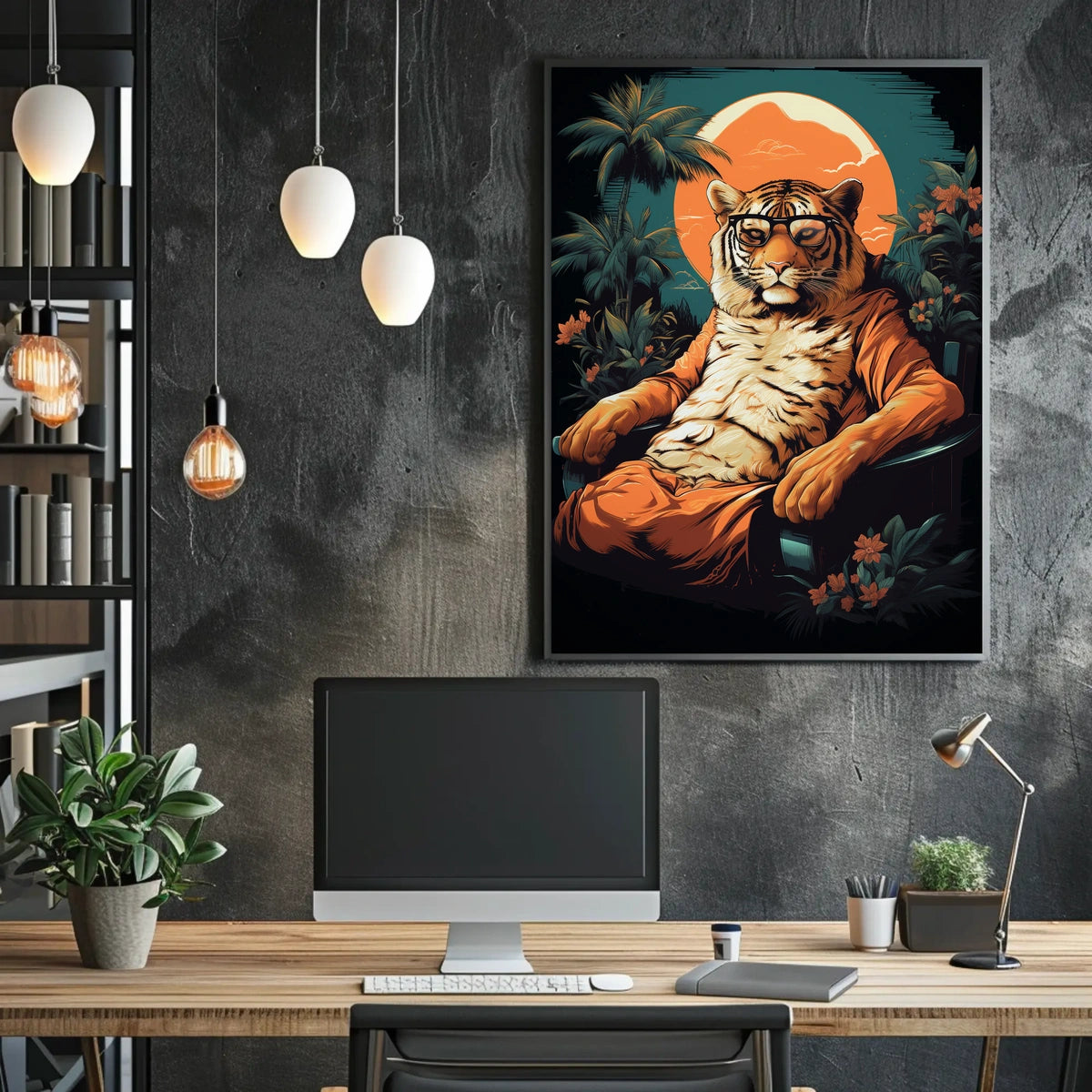 Relaxed Tiger in Sunglasses Animal Poster
