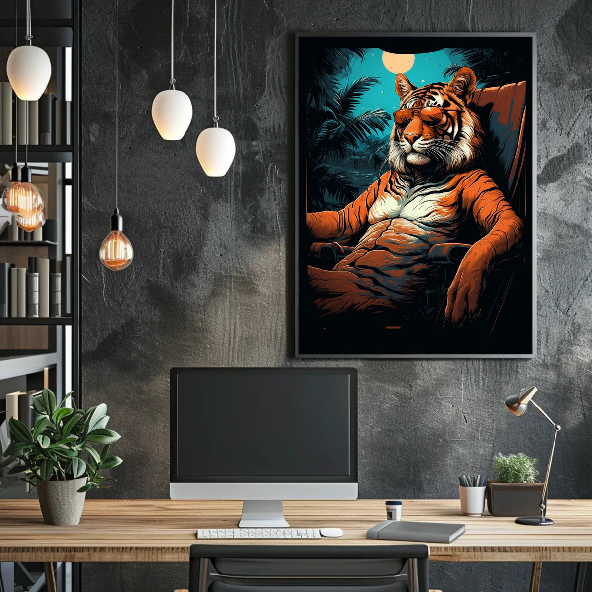 Tiger Majesty Illuminated: Exotic Animal Art Print Poster