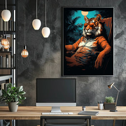 Tiger Majesty Illuminated: Exotic Animal Art Print Poster