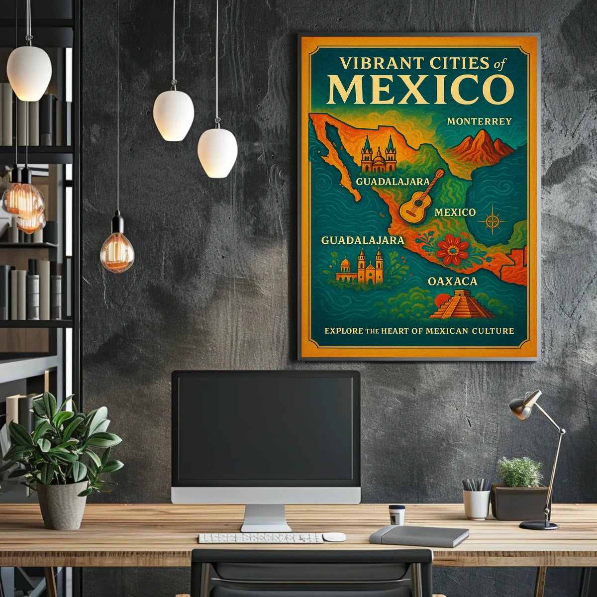 Vibrant Cities of Mexico Poster