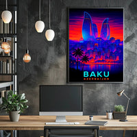 Baku Skyline Azerbaijan Poster PosterGoat