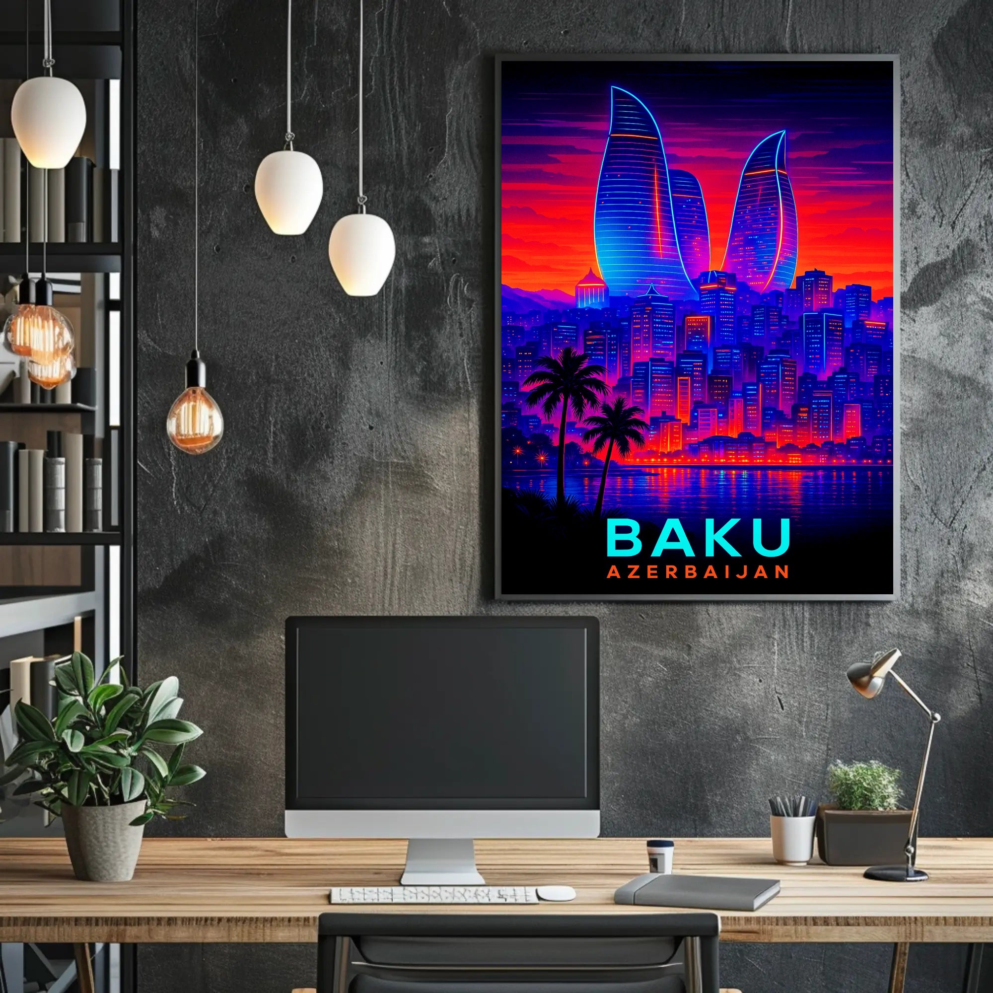 Baku Skyline Azerbaijan Poster PosterGoat