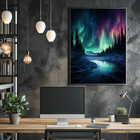Aurora Borealis Over A Winter Landscape Poster