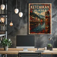 Ketchikan Alaska Coastline Watercolor Wanderlust Poster