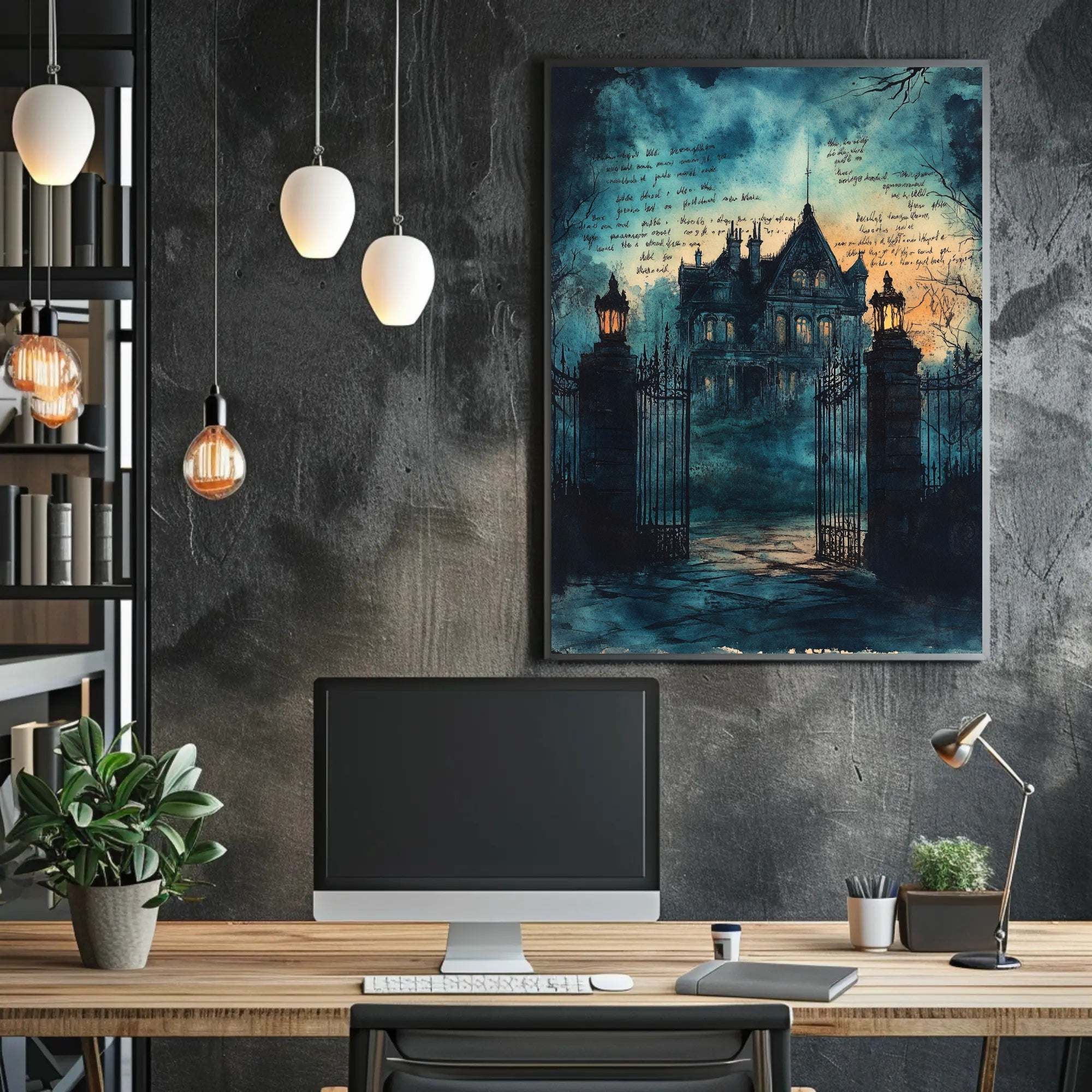 Haunted Manor At Dusk Poster