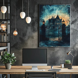 Haunted Manor At Dusk Poster