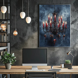 Gothic Chandelier Of Skulls Poster