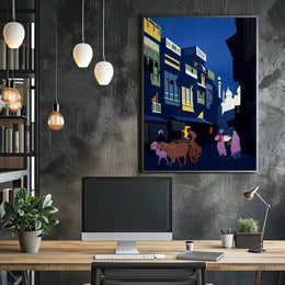 Night Market Scene Poster PosterGoat