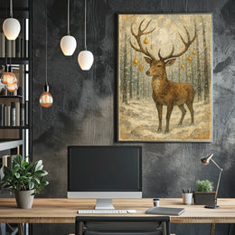 Majestic Winter Stag Poster