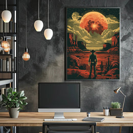 Cosmic Cowboy Poster Art Print for Home Decor and Wanderlust Enthusiasts PosterGoat