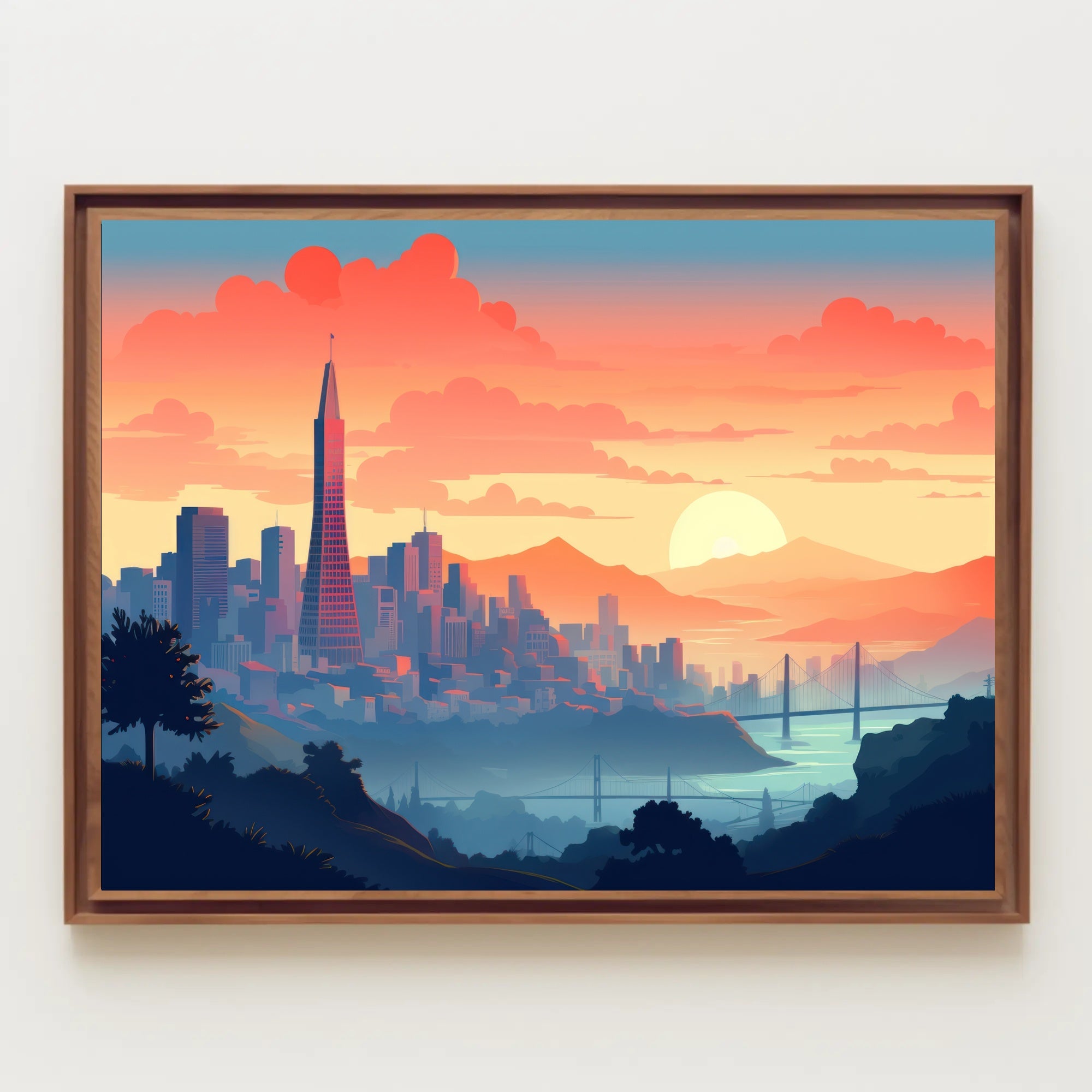 Sunset Over the Cityscape Poster