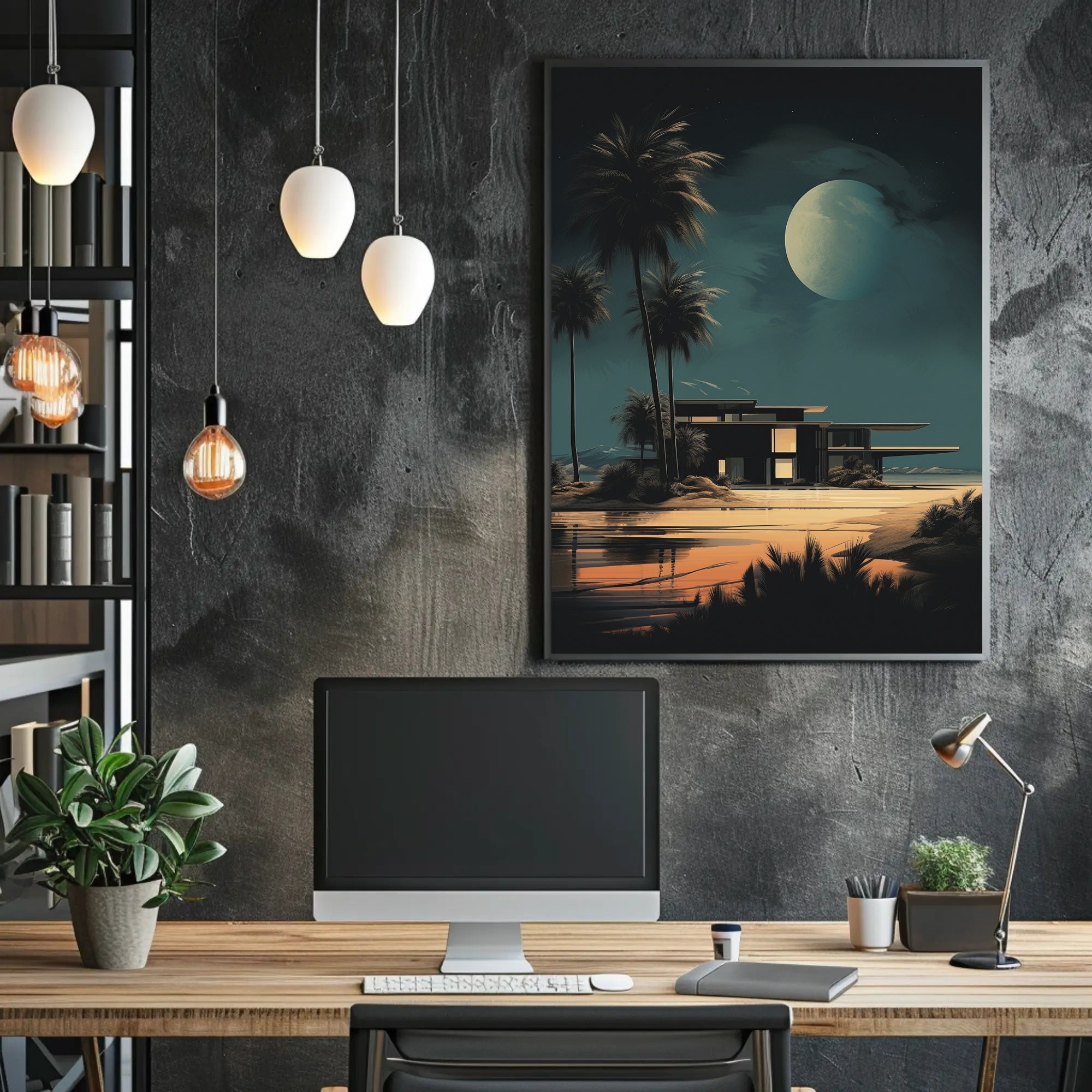 Moonlit Modern Oasis Modern Poster PosterGoat