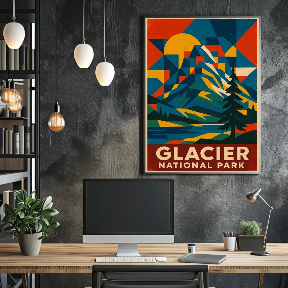 Glacier National Park Commemorative Art Poster