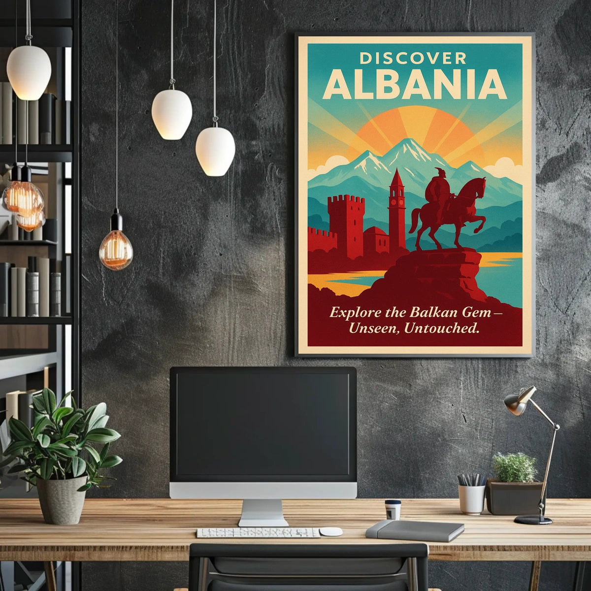 Albania Travel Destination Vintage Horseman Poster
