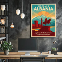Albania Travel Destination Vintage Horseman Poster