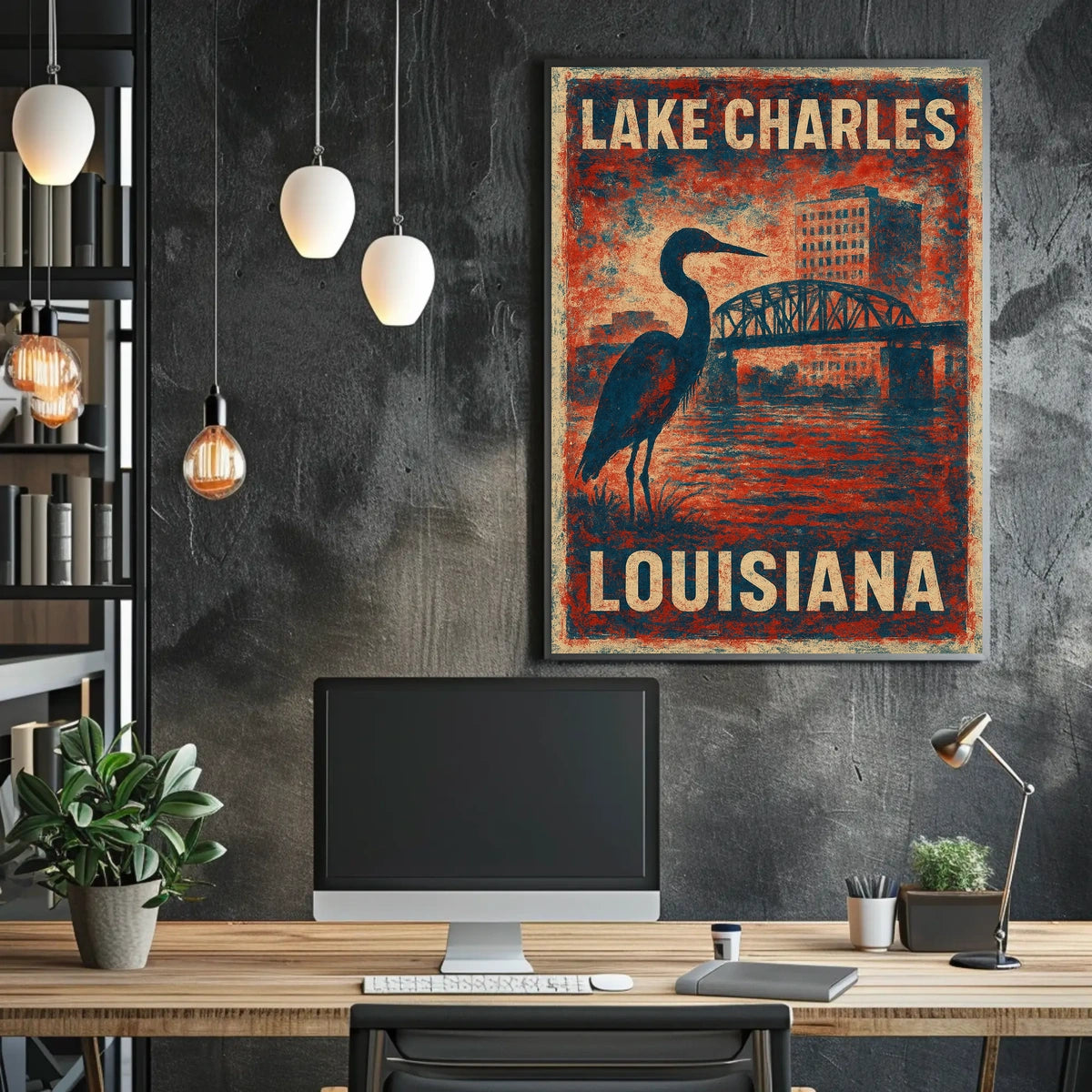 Lake Charles Louisiana Wanderlust Impressionism Poster