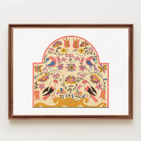 Folk Art Birds and Flowers Decorative Illustration Poster