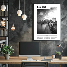 New York City Grand Skyline Poster Vintage Wall Art