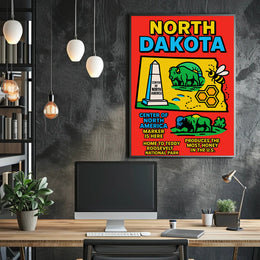 North Dakota Pop Art Travel Poster