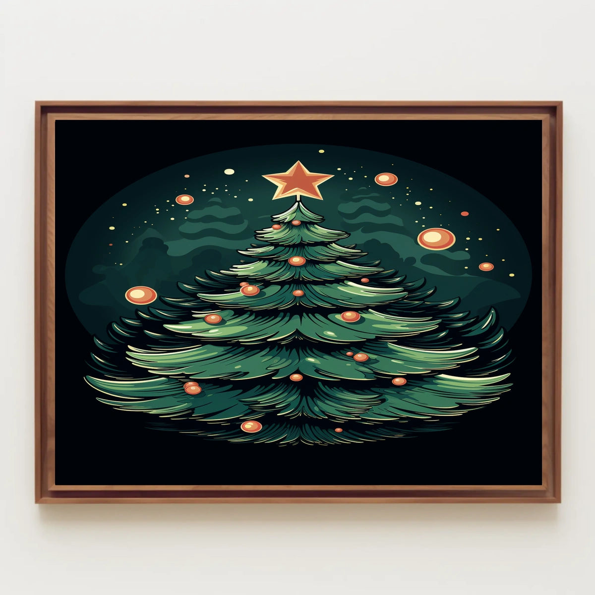 Festive Christmas Tree Illustration Poster
