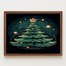 Festive Christmas Tree Illustration Poster