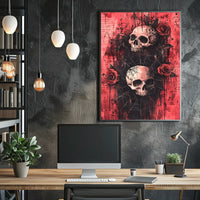Dark Gothic Skulls with Roses Artistic or Pop Culture Poster
