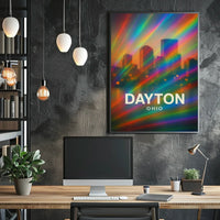 Dayton Ohio Cityscape Digital Painting Decor Lovers Poster