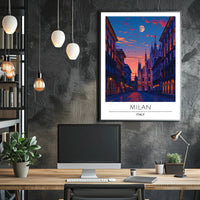 Milan Cathedral Twilight Cityscape Poster