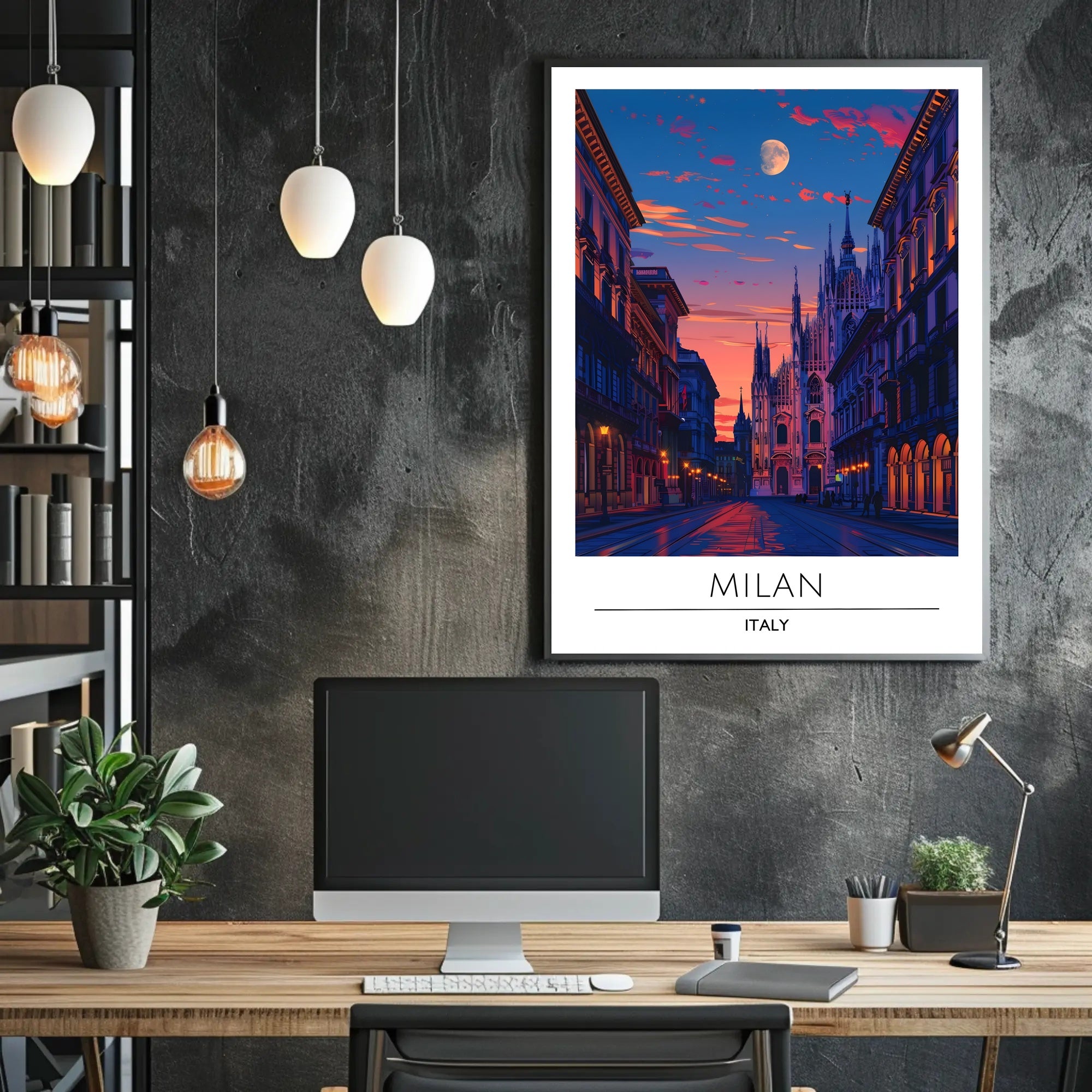 Milan Cathedral Twilight Cityscape Poster