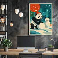 Festive Pandas in Winter Wonderland Poster