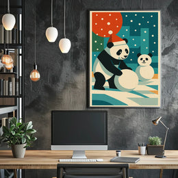 Festive Pandas in Winter Wonderland Poster