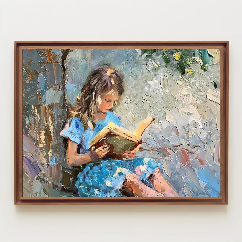 Serene Girl Reading Impressionist Art Poster