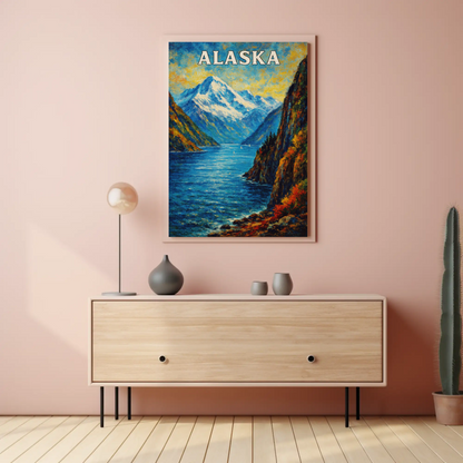 Alaska Kenai Fjords Coastal Mountain View Travel Poster