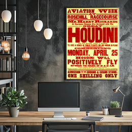 Houdini Aviation Show Vintage Cultural Heritage Poster