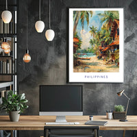 Tropical Coastal Serenity in Watercolor Travel Poster PosterGoat