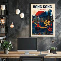 Hong Kong  A Vibrant Cityscape Poster PosterGoat