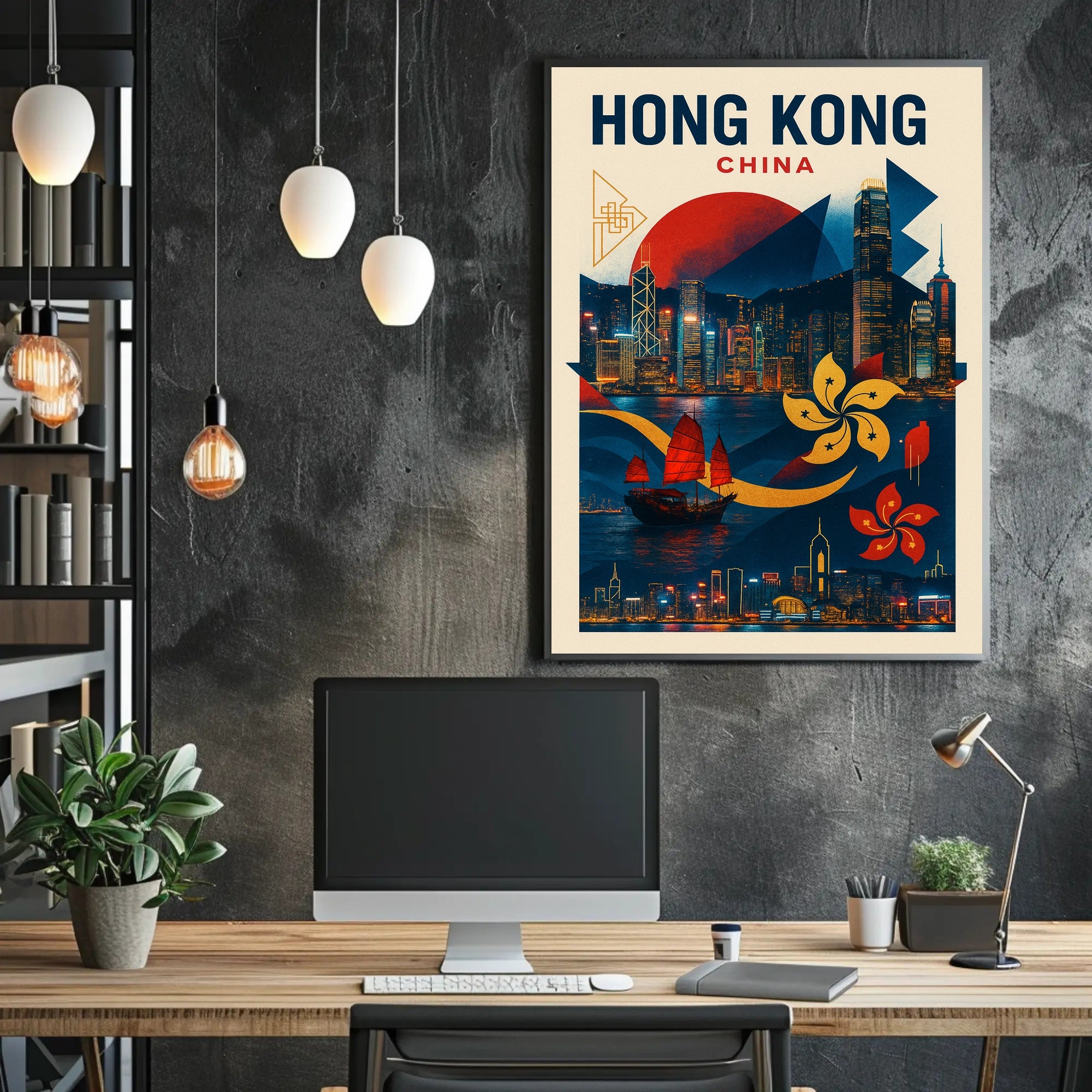 Hong Kong  A Vibrant Cityscape Poster PosterGoat