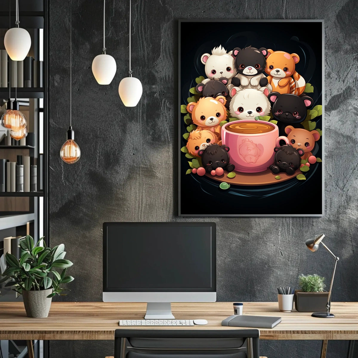Adorable Bears Cozy Mug Whimsical Poster Art