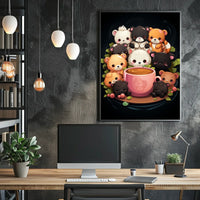 Adorable Bears Cozy Mug Whimsical Poster Art
