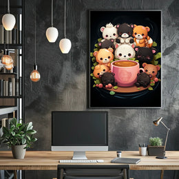 Adorable Bears Cozy Mug Whimsical Poster Art