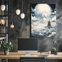 Majestic Moonlit Mount Fuji Japanese Heritage Poster