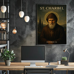 St Charbel Devotional Poster Religious Wall Art