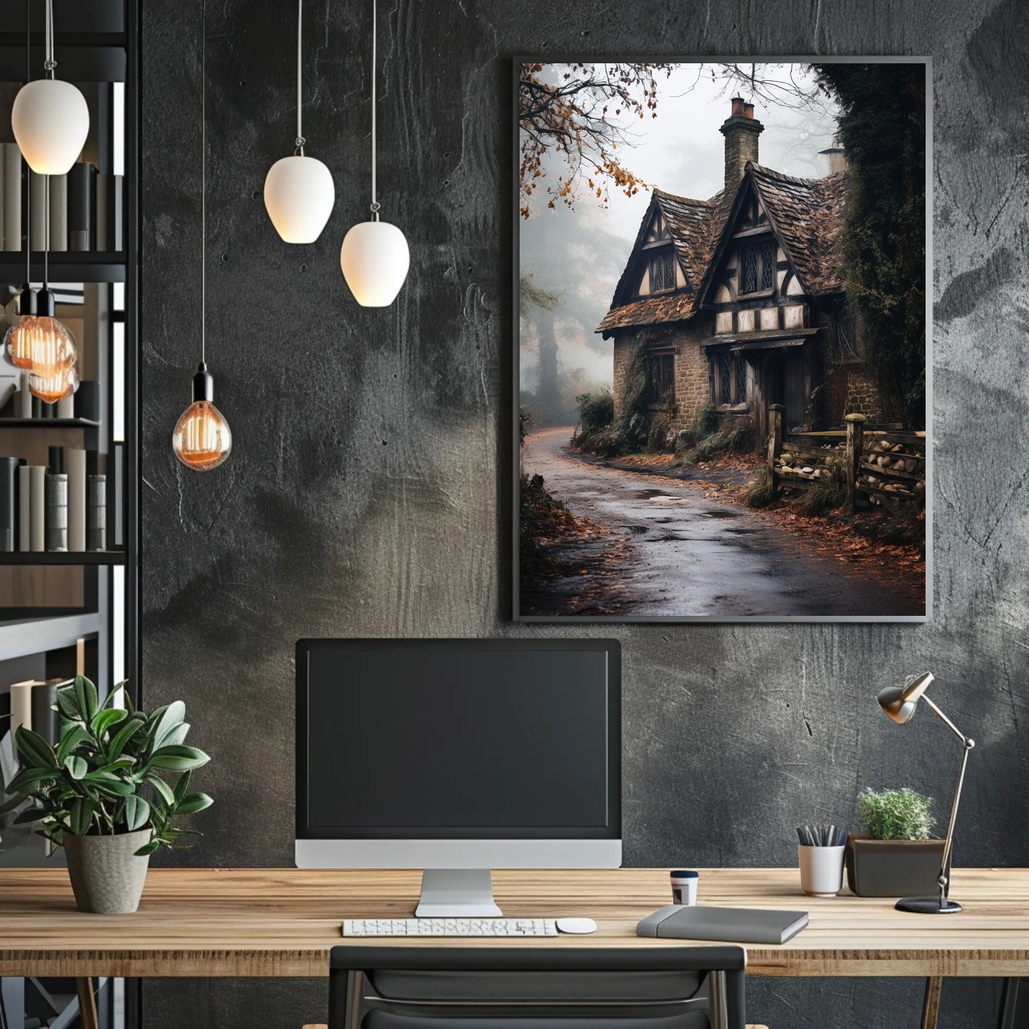 Enchanted Cottage In The Mist Poster
