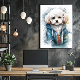Cozy Dog Portrait Watercolor Poster Wall Art